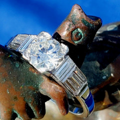 Original EARTH MINED DIAMOND Art Deco Engagement Ring SOLID PLATINUM Solitaire