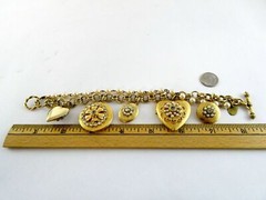 Maximal Art Iridescent Rhinestone Faux Pearl Heart Mixed Lockets Bracelet 7.2 In