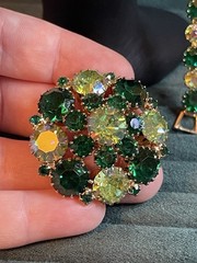 Weiss Emerald Green & Aurora Borealis Set (Brooch, Bracelet, & Earrings)