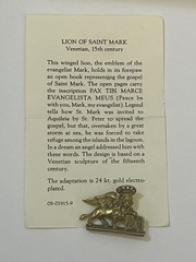 MMA Pendant Pin Lion St Mark Signed Metropolitan Museum Art Estate Jewelry 1984