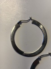 Vintage Wire Flat Handmade .925 Hoop Earrings With Hinge 1 1/2 In Width