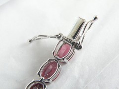 New Sterling Silver 925 Natural Rhodolite Pink Garnet Tennis Bracelet 7.5″