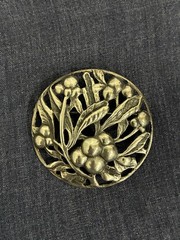 VTG Sterling Silver .925 Round Berry Brooch Cast c. 1950s Estate Jewelry 2.25 in