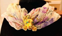Green‑Eyed Tiger Scarf Clip & Brooch Vintage 1970s