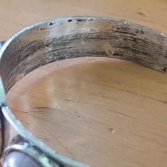 Vintage Howlite Cabochon Cuff Bracelet Silver Tone Southwestern Boho