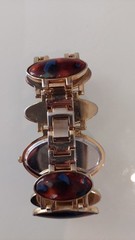 Xavier Retro Ladies Wrist Watch Faux Totoiseshell Bracelet Gold Tone 7.25″ Runs