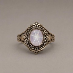 Vintage Star Sapphire Ring 7x5mm Sterling Silver Filigree Art Deco Gift