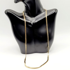 Serpentine Style Shiny Gold Tone Chain Necklace Womens Mens Vintage 24 inch
