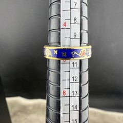 Vintage Cloisonne Enamel Band Blue Ring size 4.75