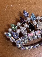 Vintage B David Crown Pin Aurora Borealis Royal AB Brooch