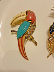 three pins /brooches,two birds and one pegasus.one florenza and two unsigned.