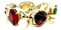 Bold Juliana D&E Bracelet ~ Huge Rhinestones, Flanked by Pearls & Tiny Diamonds