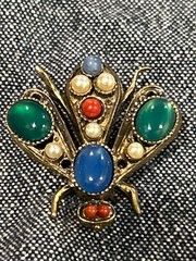 Rare MOANS COUTURE Signed Vintage-Style Figural Insect Brooch Pendant Pin
