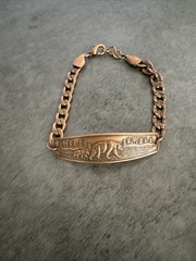 Vintage Copper Bar Bear Plate Tag Curb Link Chain, Men Bracelet – preowned