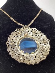 Vintage MCM Domed Necklace Blue Marbled Amazing Necklace – Germany