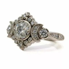 Classic Art Deco Style Round Cut Lab Created Diamond 925 Silver Ring For Her