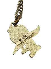 Vintage 1970s Disney Florida ORANGE BIRD Pendant Necklace Enamel Gold Tone 15″