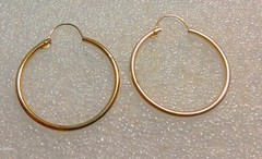 Vintage 14k Yellow Gold Wire 24mm Round Hoop Earrings .79grams ((W109))