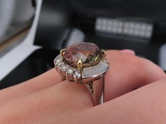 10.18ct Party Color Tourmaline & 0.50ct Diamond Platinum 18K Gold Ring Sz 8.5