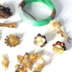 Victorian Edwardian 2 Deco Wear Repair Craft Scrap Jewelry Lot 16 Pc