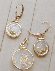 Natural Gold mining Placer Nuggets Pendant & Pierced Earrings Set GF Setting