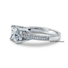 2Ct Moissanite Princess Cut White Engagement Ring 14K White Gold Plated