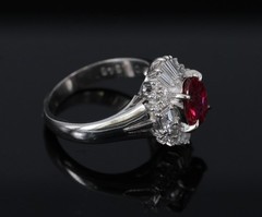 Fine 1.22ct GIA Certified Ruby & 0.54ct Diamond Platinum Ring, Size 4.75