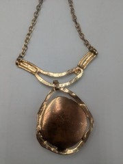 Vintage Teardrop-shaped Peach Pendant Necklace, Suspended From Textured…