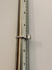 14k White Gold Diamond Engagement Ring Side Diamonds Natural Vintage Estate 1.03