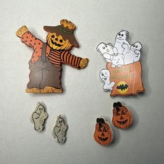 Vintage Wooden Halloween Pins & Clip On Earrings Mixed Lot – Very Good