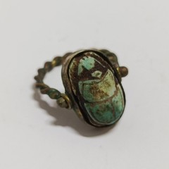 Antique Egyptian Carved Scarab Beetle Ring – Handmade Vintage Style