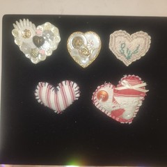 Vintage Heart Brooch Lot Mixed Materials And Styles