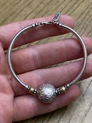 LINDY FREED 925 STERLING SILVER AND GOLD LINK BRACELET DESIGNER SIGNED