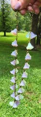 SALE! VINTAGE URANIUM TRUMPET FLOWER YELLOW/LILAC GLASS NECKLACE SET OOAK BIG!