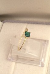 Vintage Jewellery Yellow Gold Twist Band Ring Emerald Antique Deco Jewelry