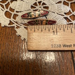 2- 1 inch long Victorian Cloisonné Butterfly Bar Pin Enamel C Clasp Brooch Vtg