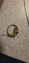 Vintage Watermelon AB Rhinestone Wreath Brooch Bracelet Set Mid Century Costume