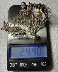 Vintage Large Sterling .925 CARSI Fish Jointed Articulated Tail in Fishing Net