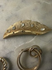 Vintage Mid Century Modernist Brooch Lot 5pc Signed Gerry’s Abstract Gold Silver