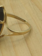 Vintage PSCO-P 14k gold and onyx ring, diamond chip inset size 6 Deco Style