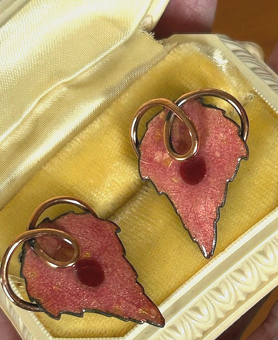 Matisse RENOIR Enamel Copper Leaf Fall-Autumn VinTage Earrings Jewelry