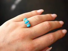 Antique 1.65Ct Turquoise, 0.24Ct Diamond and 15k Yellow Gold Ring Circa 1890
