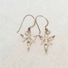 Vintage 925 Sterling Silver Fairy Angel Dangle Earrings