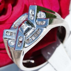 14k white gold ring 0.60ct natural diamond size 10.25 handmade vintage 8.0g Gab4
