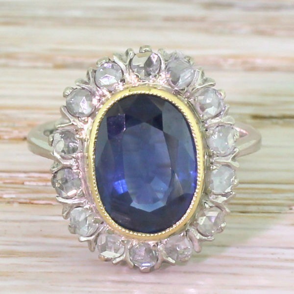 Art Deco Antique Vintage 4.50 Ct Natural Sapphire Engagement Ring 925 Silver