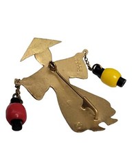 Gold Tone Brass Made in Brazil Asian Water Lantern Man Brooch Pin