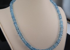 Estate 40ct 4.7mm Natural Aquamarine Bead 17″ Sterling Silver Necklace, 12.9g