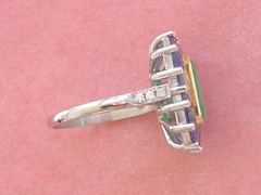 ESTATE ART DECO 2.30 ct EMERALD 4 ctw SAPPHIRE DIAMOND PLATINUM COCKTAIL RING