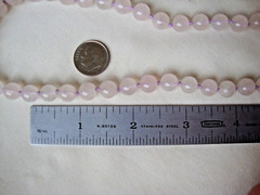 VINTAGE 1980s HAND STRUNG HAND KNOTTED 8mm ROSE QUARTZ 30″ ENDLESS BEAD NECKLACE