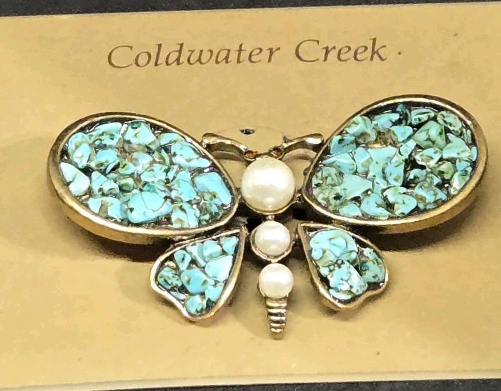 NOS Coldwater Creek Mosiac Butterfly Pin Brooch